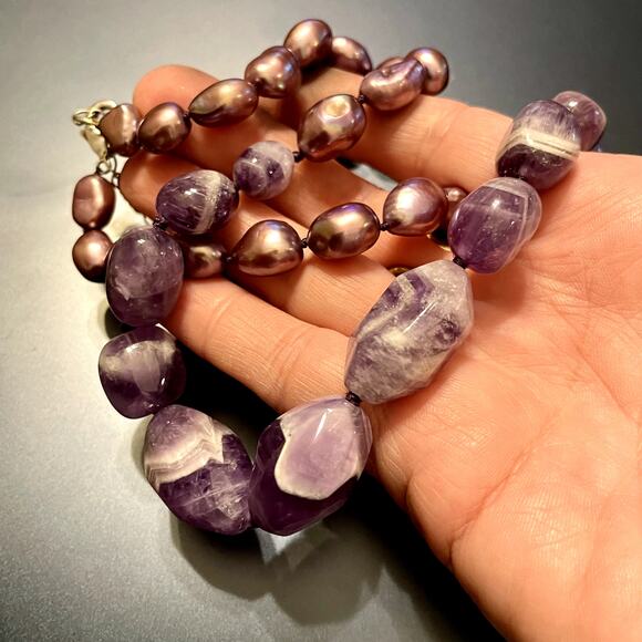 Coldwater Creek Amethyst & Freshwater Pearl Necklace - Picture 8 of 8